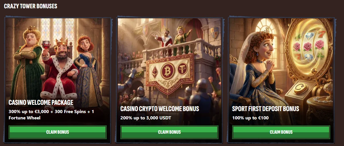 Crazy tower bonus cards casino welcome package casino crypto welcome bonus and sport first deposit bonus