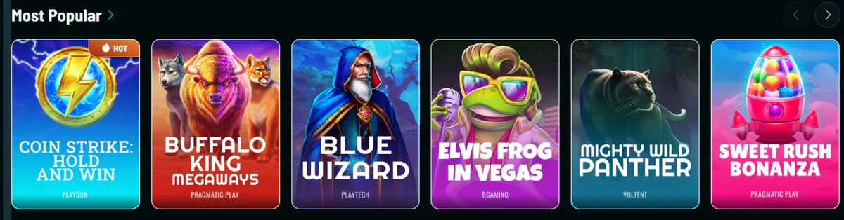 slot tiles buffalo king megaways blue wizard elvis frog in vegas and mighty wild panther from a casino lobby row